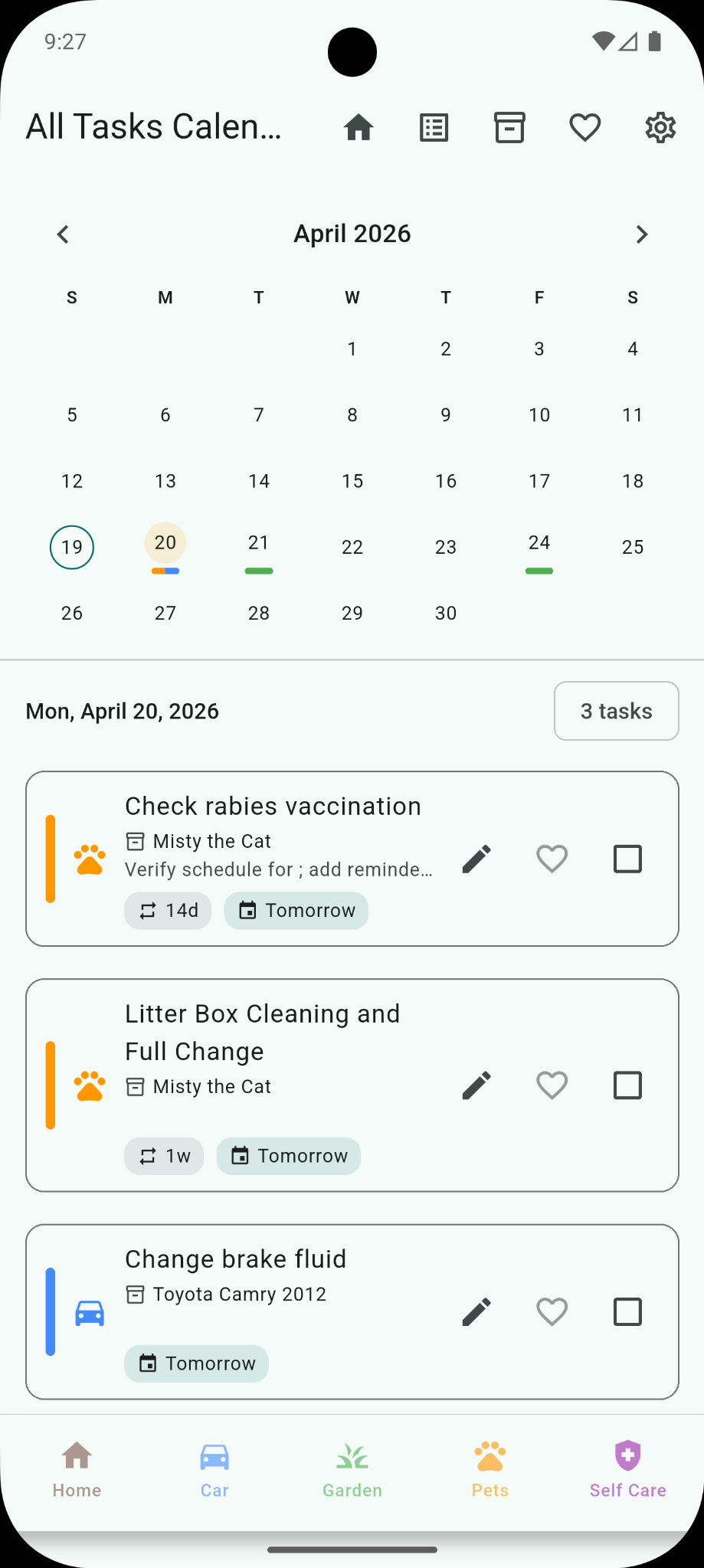 ReadyFox calendar view